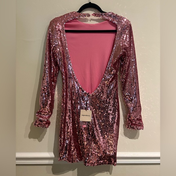 NWT Revolve Superdown Cindi Sequin Mini Dress in Pink Size Small - Picture 8 of 10